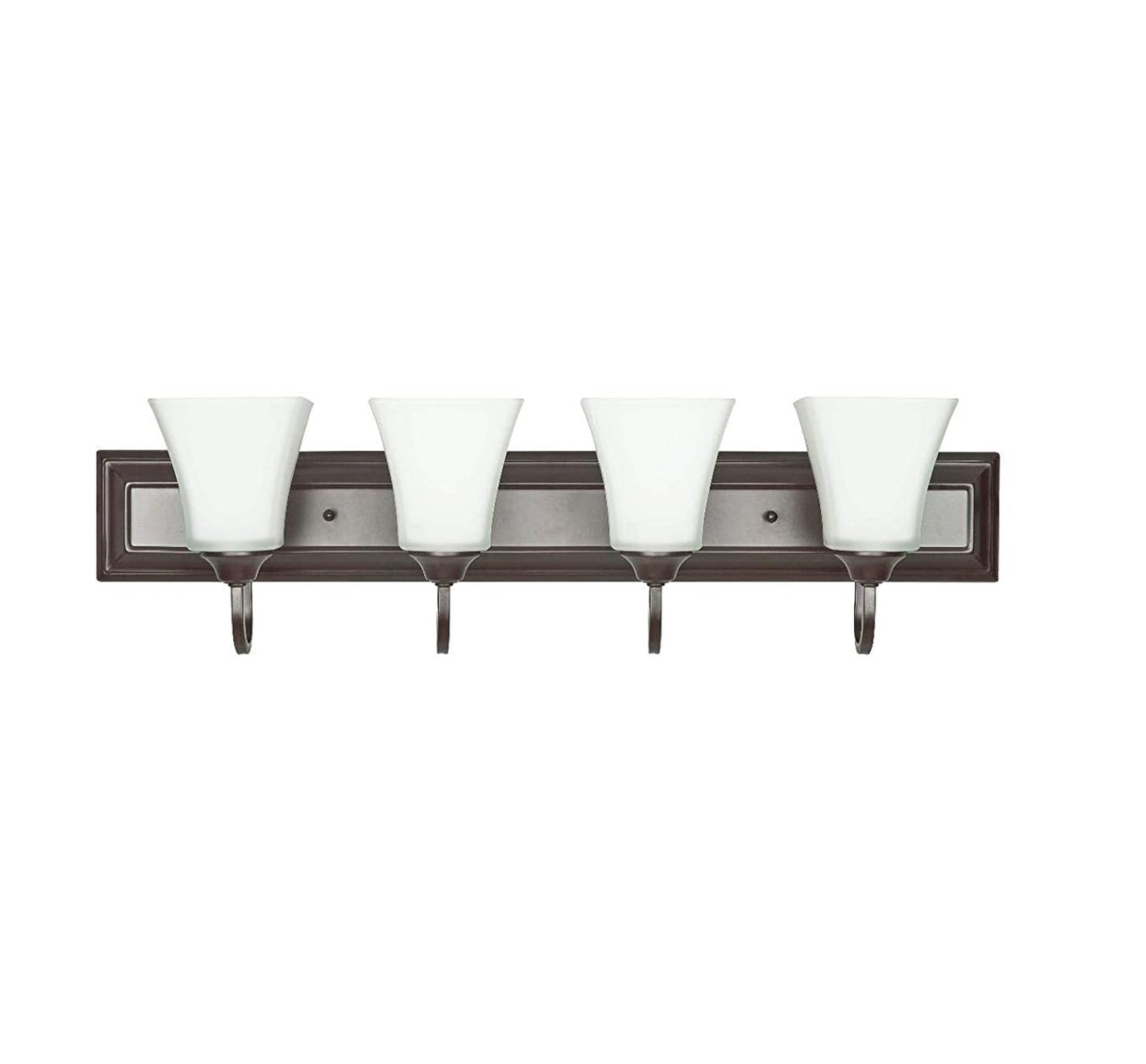 Sunset Lighting 4-Light 100W Vanity Square Milk Glass, Oiled Bronze Finish F3684-44