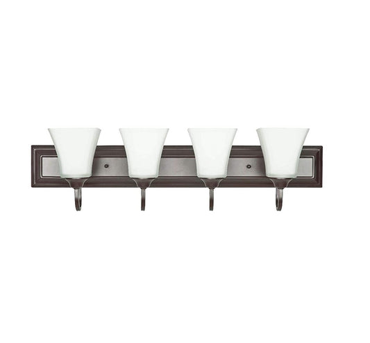 Sunset Lighting 4-Light 100W Vanity Square Milk Glass, Oiled Bronze Finish F3684-44