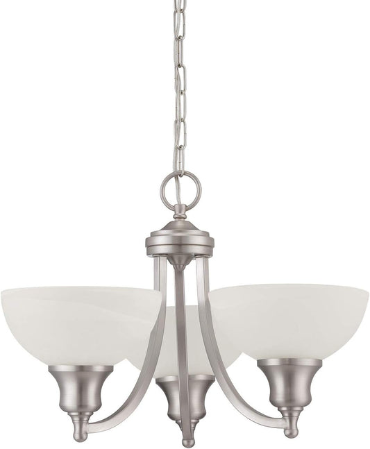 Sunset Lighting Alton 3-Light Chandelier, Faux Alabaster Glass Chrome finish F5453-15