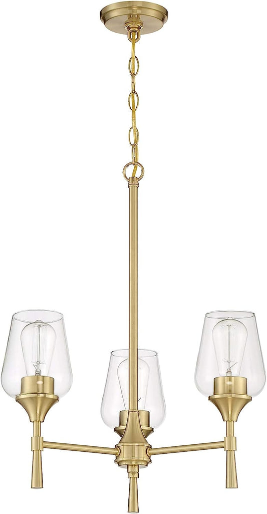 Sunset Lighting F27033-18 Stella Chandelier, Clear Glass Steel with Champagne Gold Finish 3LT 100W MB