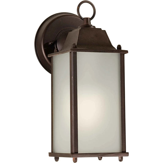 Sunset Lighting 10-3/4" Outdoor Wall Lantern Frosted Glass Rubbed Bronze Finish F7905-62