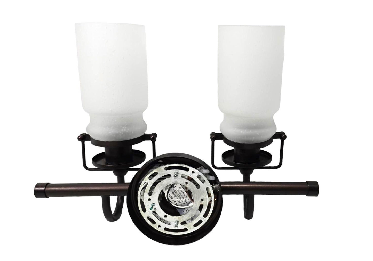 Sunset Qairo 2 Light Vanity Oil Brushed Bronze w/ Frosted Seeded Glass Shades F25102-64