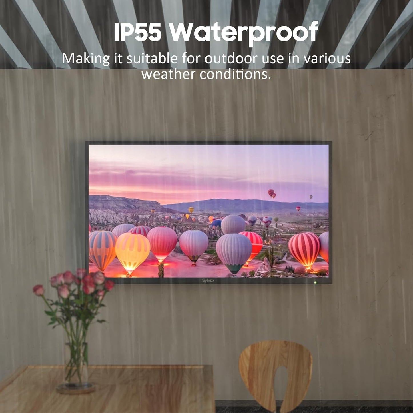 SYLVOX 55" Outdoor TV, 1000nits Google Smart TV Built-in Google Assistant, Chormecast, IP55 Waterproof Outside TV OT55A2KHGD