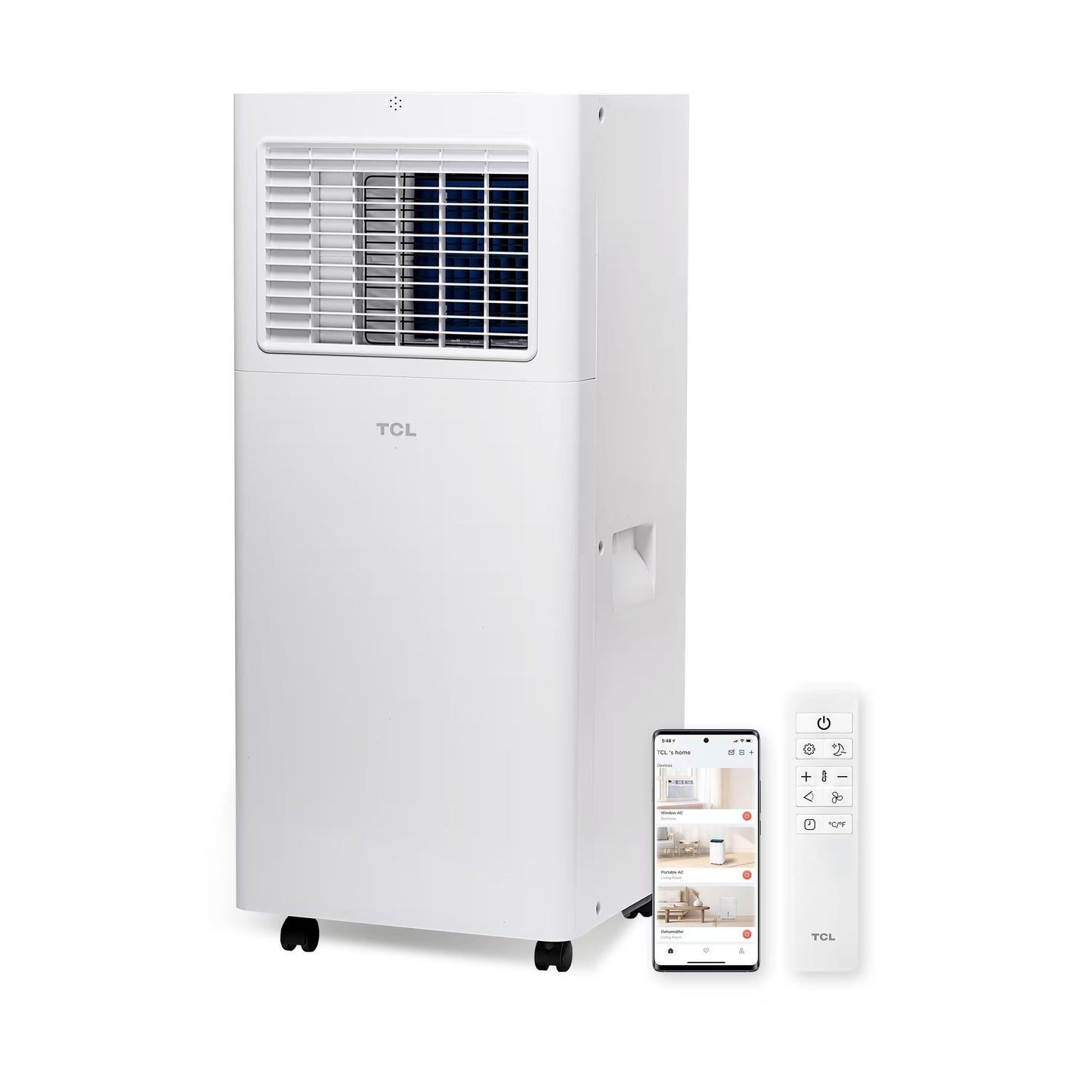 TCL - 250 Sq. Ft. 6,000 BTU Smart Portable Air Conditioner 3-in-1 with AC, Fan & Dehumidifier - White T06PC5S