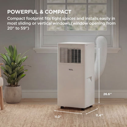 TCL - 250 Sq. Ft. 6,000 BTU Smart Portable Air Conditioner 3-in-1 with AC, Fan & Dehumidifier - White T06PC5S