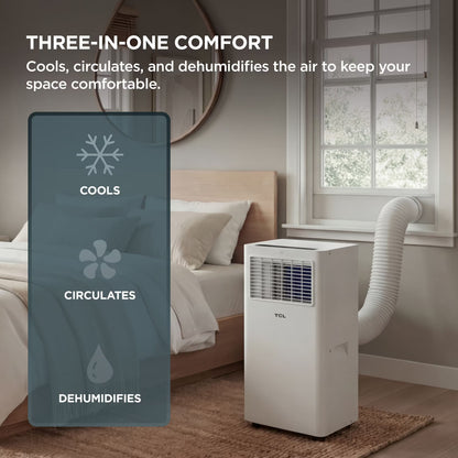 TCL - 250 Sq. Ft. 6,000 BTU Smart Portable Air Conditioner 3-in-1 with AC, Fan & Dehumidifier - White T06PC5S