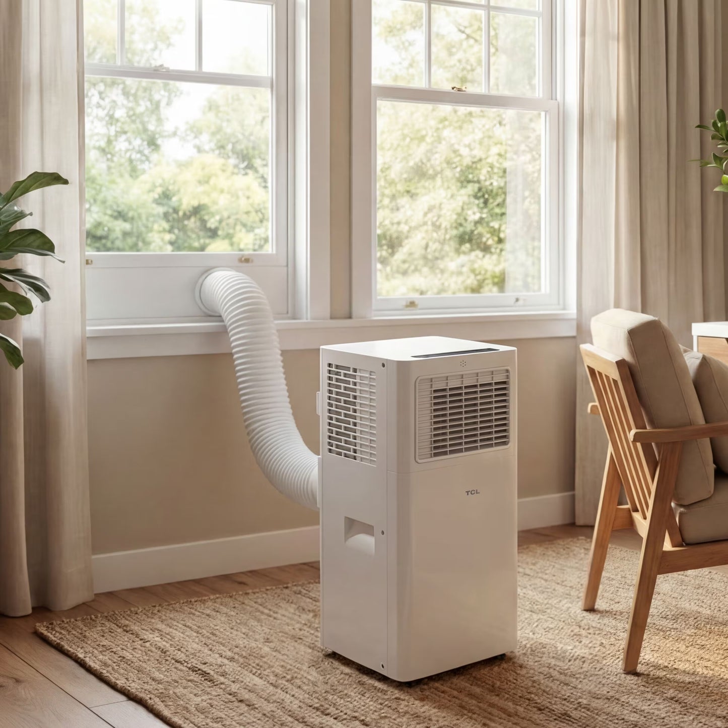 TCL - 250 Sq. Ft. 6,000 BTU Smart Portable Air Conditioner 3-in-1 with AC, Fan & Dehumidifier - White T06PC5S