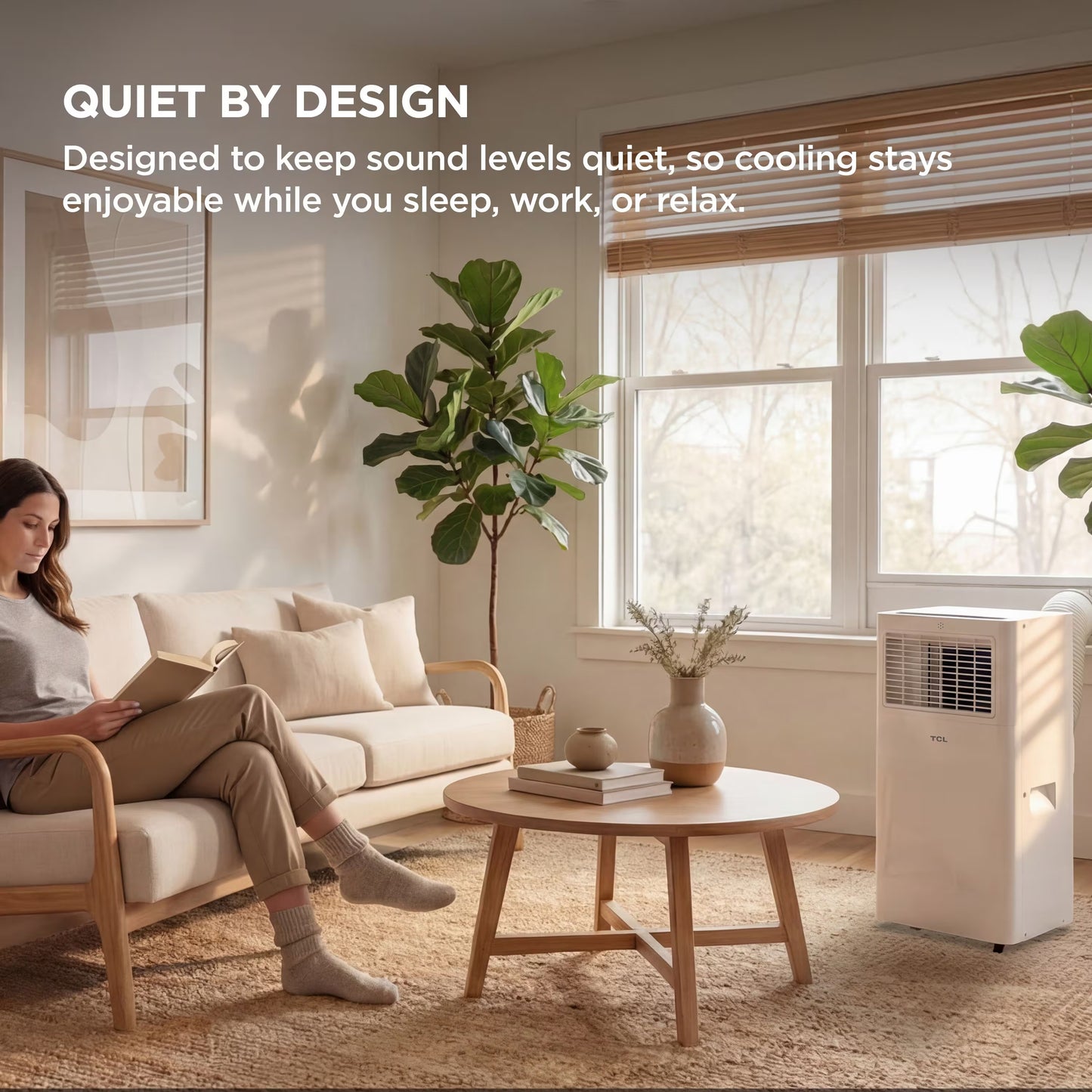 TCL - 250 Sq. Ft. 6,000 BTU Smart Portable Air Conditioner 3-in-1 with AC, Fan & Dehumidifier - White T06PC5S