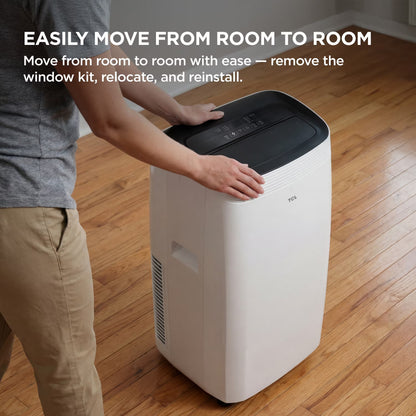 TCL - 350 Sq. Ft. 8,000 BTU Smart Portable Air Conditioner 3-in-1 with AC, Fan & Dehumidifier - White T08PC5S