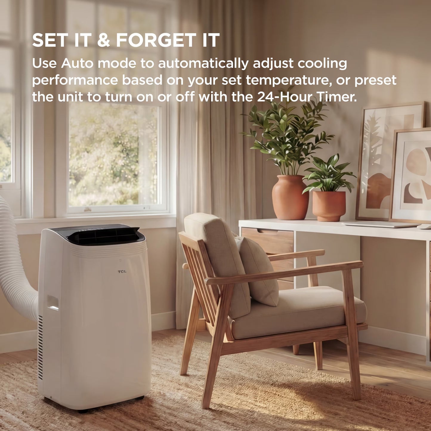 TCL - 350 Sq. Ft. 8,000 BTU Smart Portable Air Conditioner 3-in-1 with AC, Fan & Dehumidifier - White T08PC5S