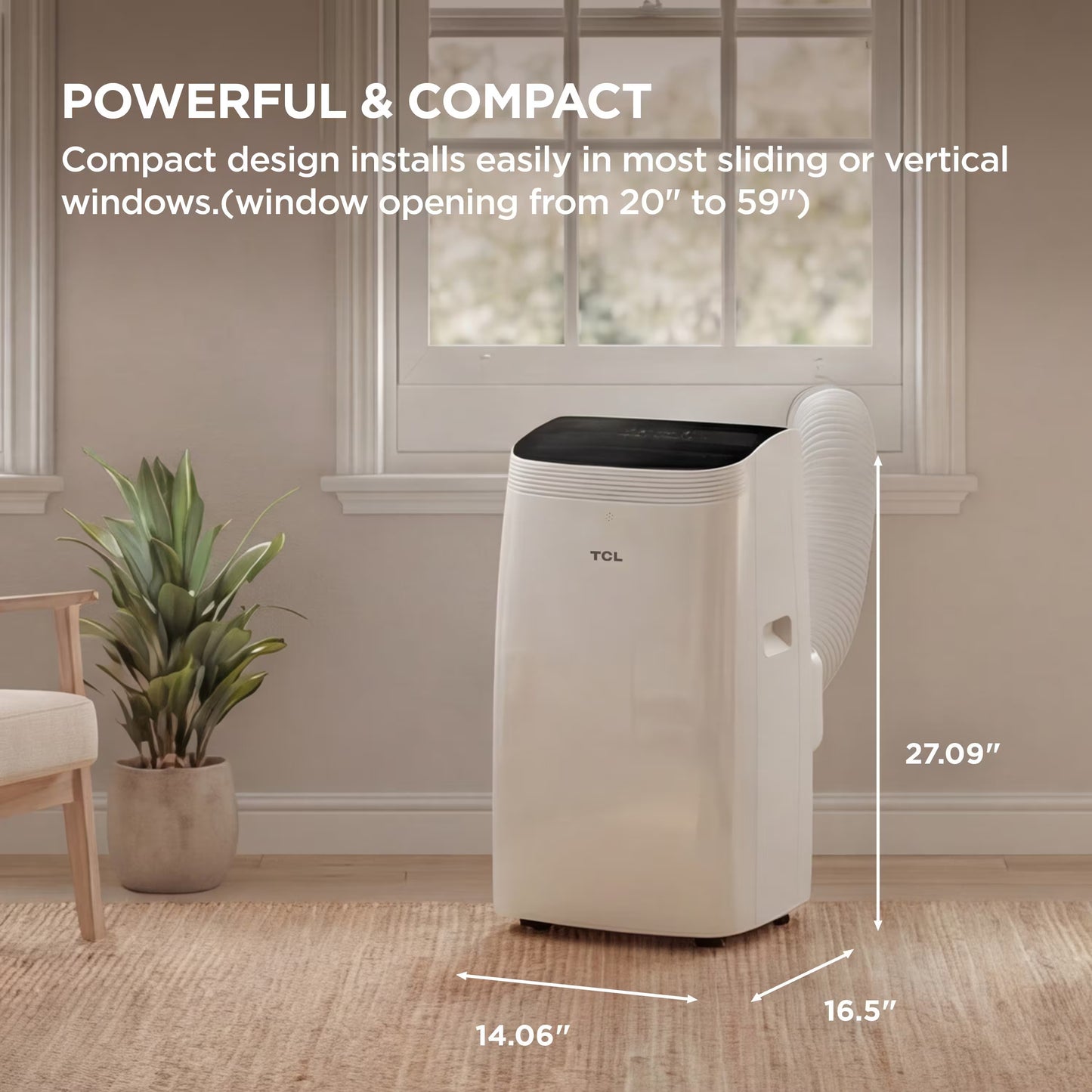 TCL - 350 Sq. Ft. 8,000 BTU Smart Portable Air Conditioner 3-in-1 with AC, Fan & Dehumidifier - White T08PC5S