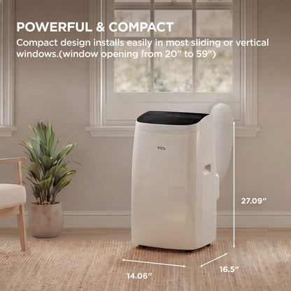 TCL - 350 Sq. Ft. 8,000 BTU Smart Portable Air Conditioner 3-in-1 with AC, Fan & Dehumidifier - White T08PC5S