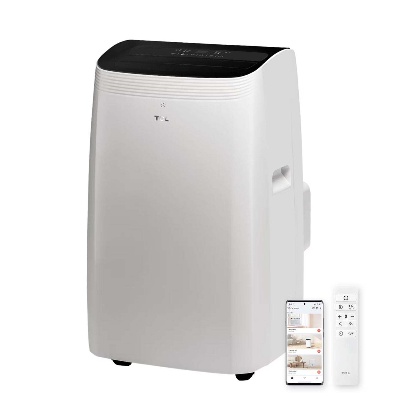 TCL - 350 Sq. Ft. 8,000 BTU Smart Portable Air Conditioner 3-in-1 with AC, Fan & Dehumidifier - White T08PC5S