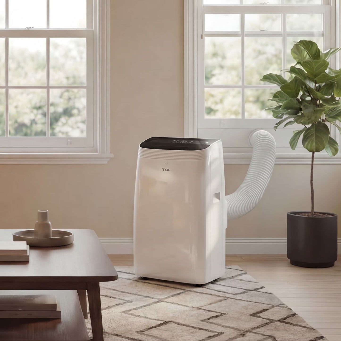 TCL - 350 Sq. Ft. 8,000 BTU Smart Portable Air Conditioner 3-in-1 with AC, Fan & Dehumidifier - White T08PC5S