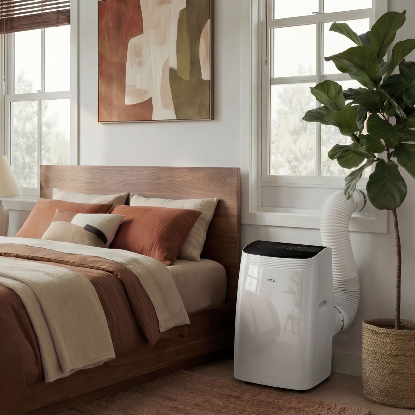 TCL - 350 Sq. Ft. 8,000 BTU Smart Portable Air Conditioner 3-in-1 with AC, Fan & Dehumidifier - White T08PC5S