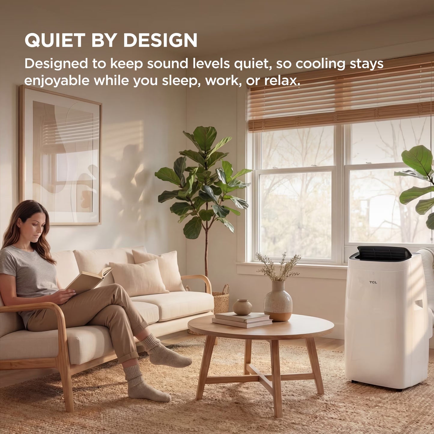 TCL - 350 Sq. Ft. 8,000 BTU Smart Portable Air Conditioner 3-in-1 with AC, Fan & Dehumidifier - White T08PC5S