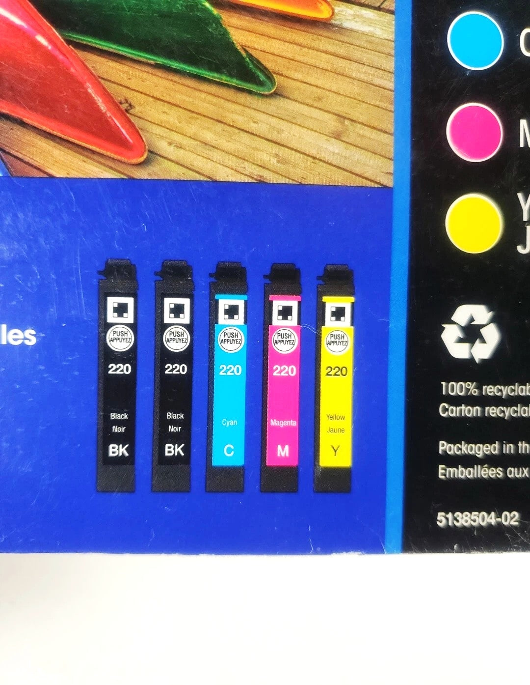Epson 220 Ink Jet Cartridge 5-Color Pack: Black, Cyan, Magenta, & Yellow - OEM Genuine Ink - Expiration Date of 2028 -T2201-5-SVH