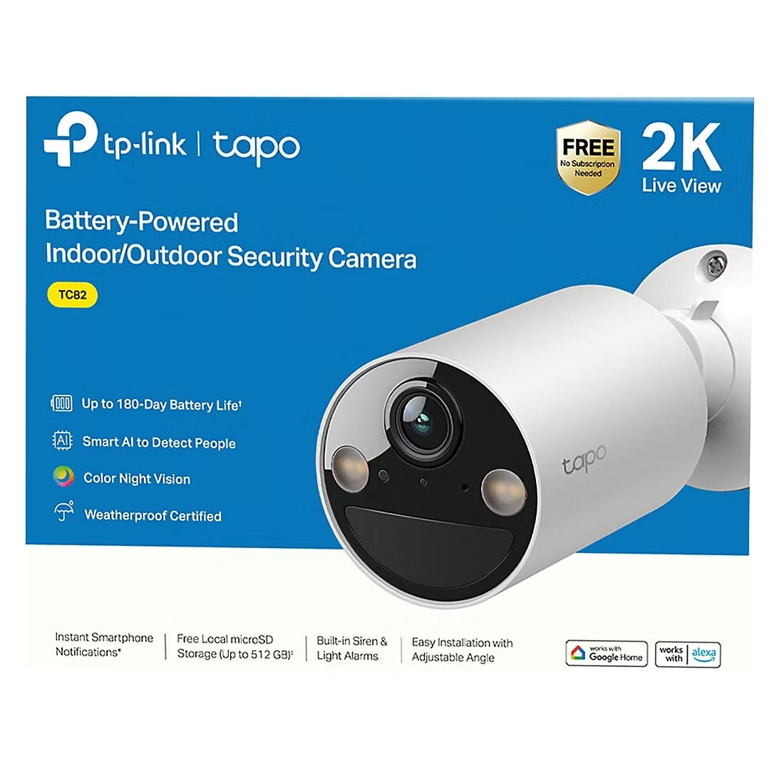 TP-Link Tapo Smart Wire-Free 2K Indoor/Outdoor Security Camera TC82