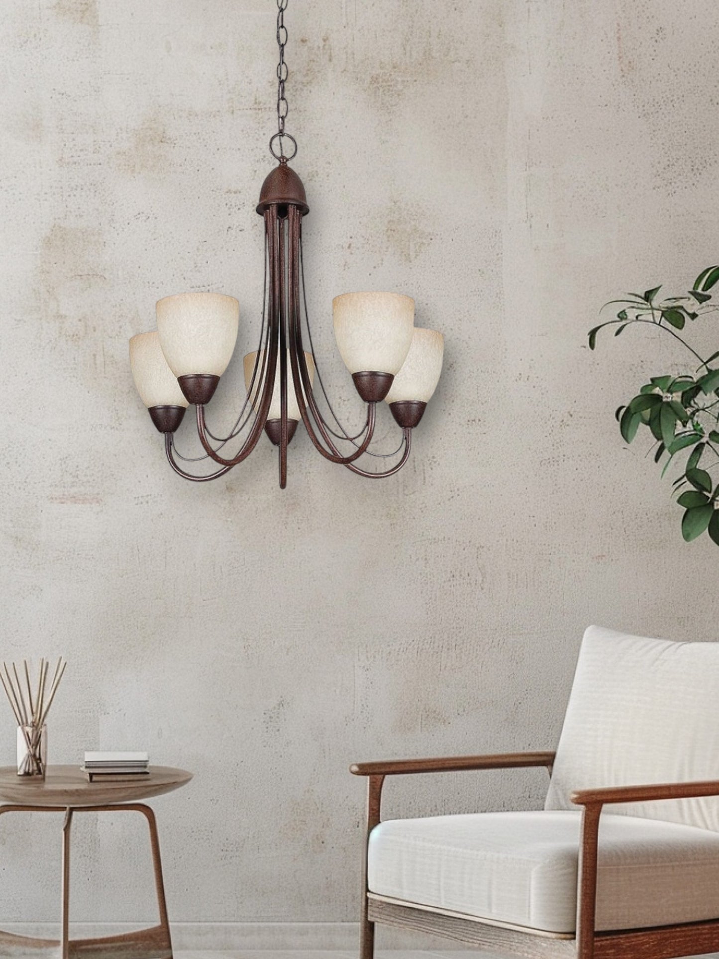 Sunset Lighting TF2485-62-GT2472 Tempest Rubbed Bronze Five Light Chandelier With Alpine Glass