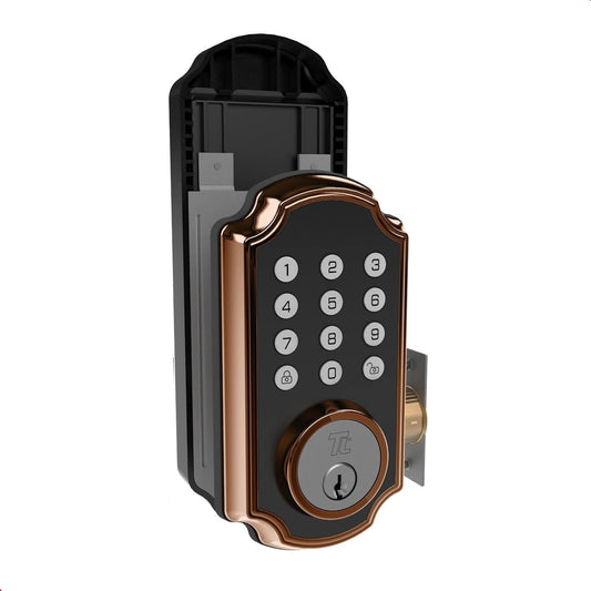 TurboLock Bronze Smart Lock with Lighted Keypad Single Cylinder Electronic Knob - TL117-BZ