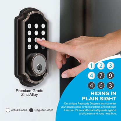 TURBOLOCK TL116 Digital Deadbolt Lock Keypad, Electronic Deadbolt Brushed Nickel