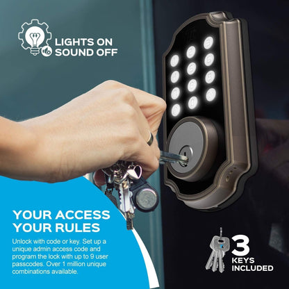 TURBOLOCK TL116 Digital Deadbolt Lock Keypad, Electronic Deadbolt Brushed Nickel