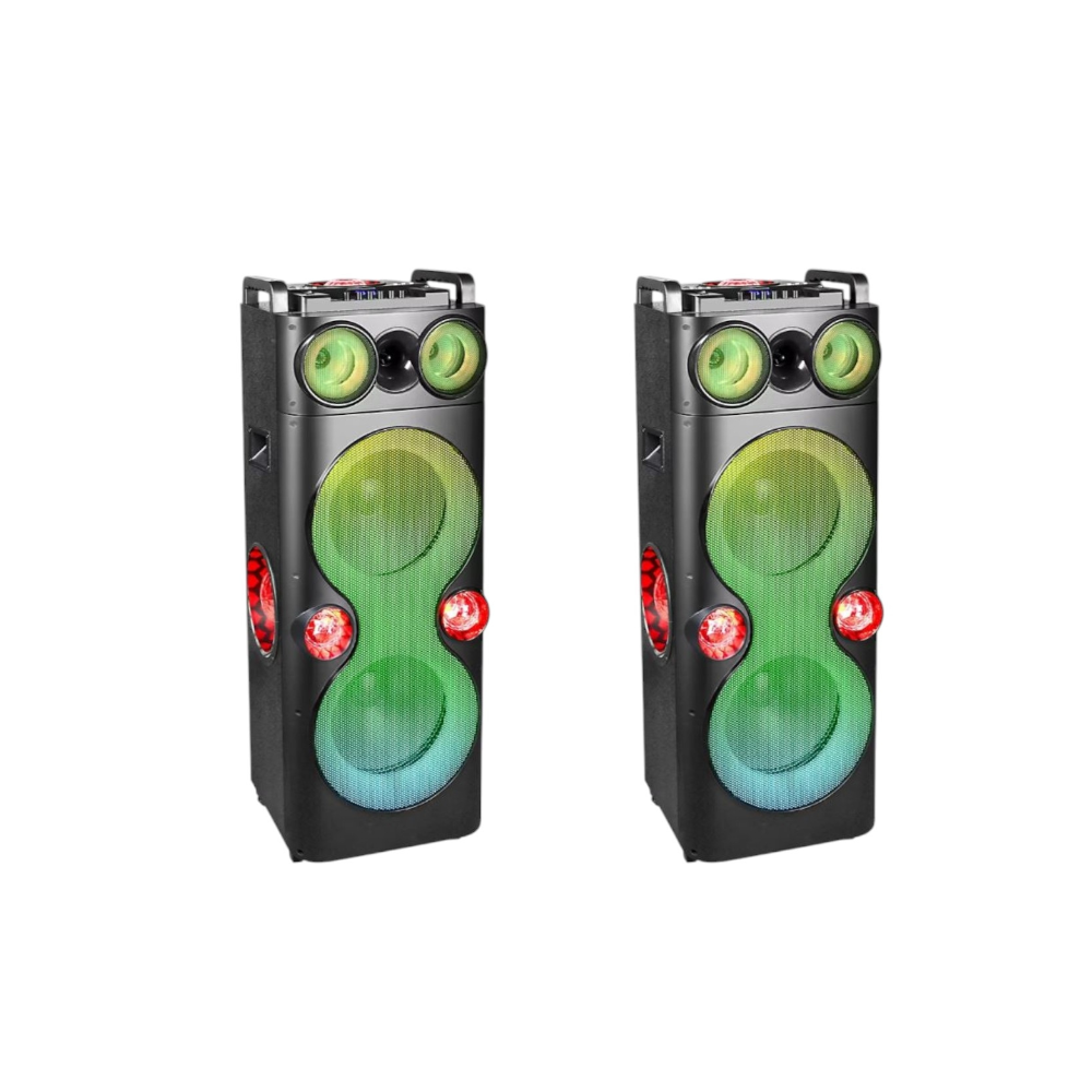 QFX PBX-1260 Dual 12" Party Speaker With Rechargeable Battery and LED Lights