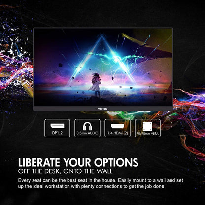 Viotek 22" LED Monitor GFV22CB 1080P Full-HD 5ms 144Hz, G-Sync-Compatible FreeSync FPS/RTS | 2X HDMI 3.5mm DP - GFV22CB