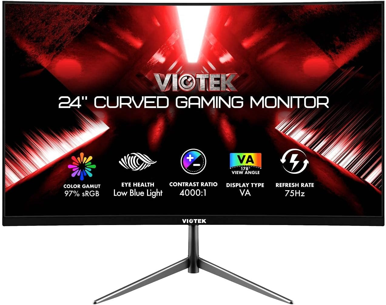 Viotek 24" LED Curved Gaming Monitor 75hz 1080p 8ms, HDMI, VGA NBV24CB2