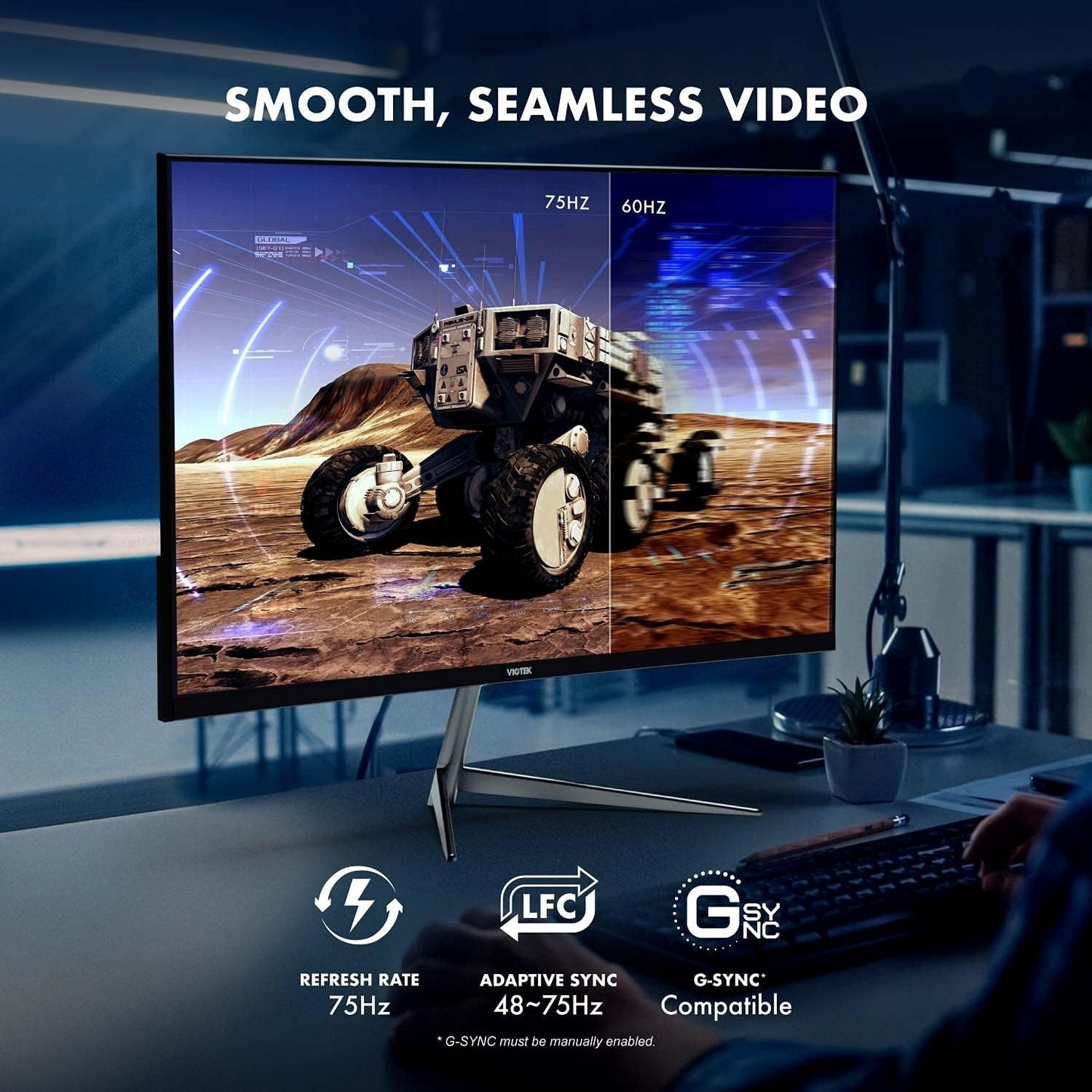 Viotek 24" LED Curved Gaming Monitor 75hz 1080p 8ms, HDMI, VGA NBV24CB2