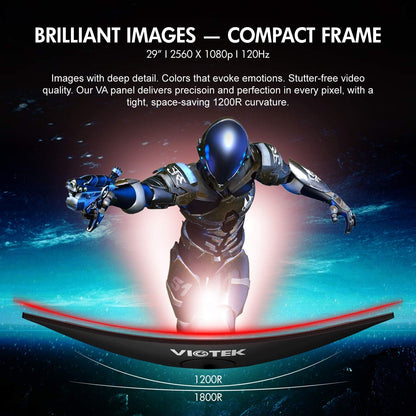 Viotek 29" LED Curved Monitor w/ Immersive 1200R VA Panel, FreeSync, G-SYNC-Compatible - GNV29CB