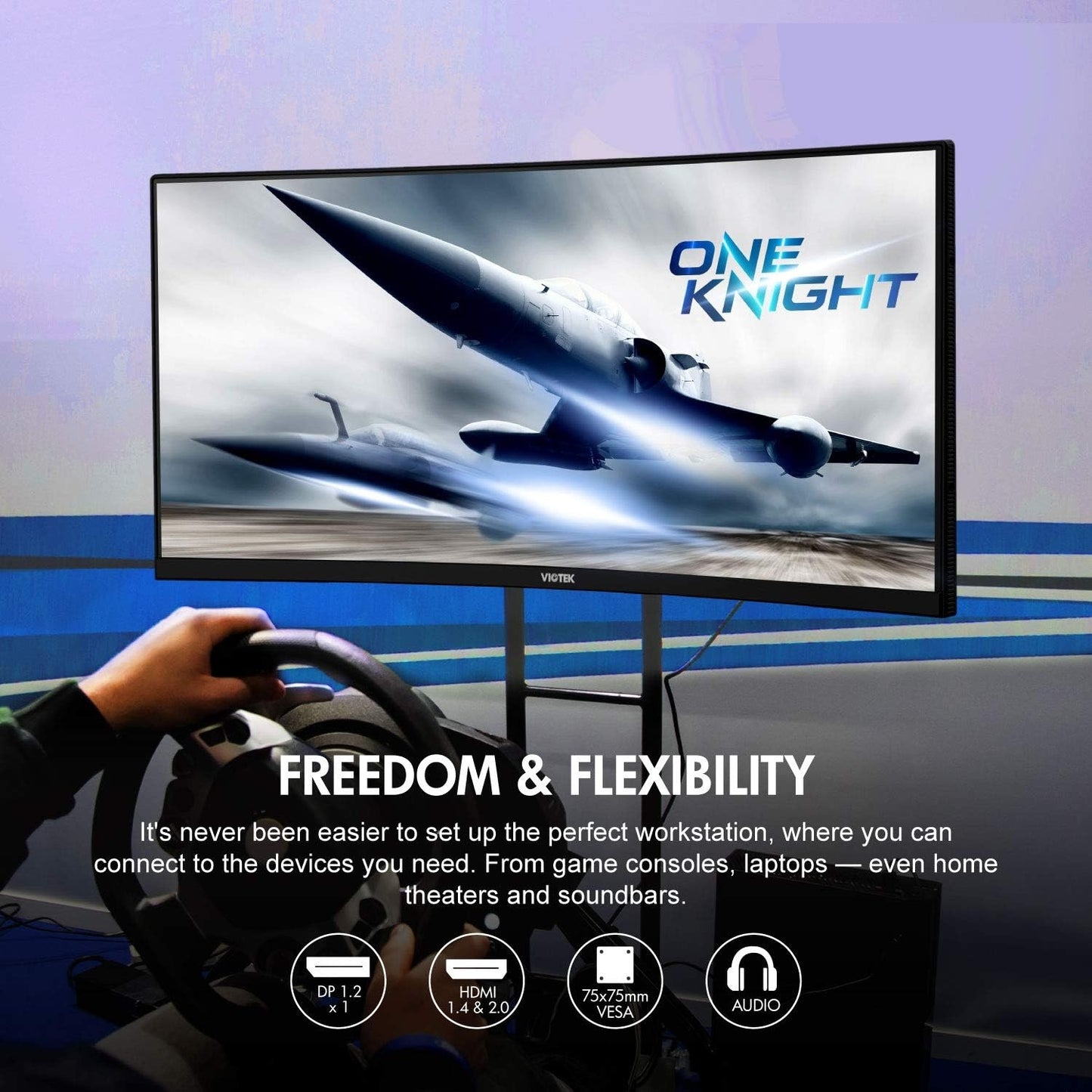 Viotek 29" LED Curved Monitor w/ Immersive 1200R VA Panel, FreeSync, G-SYNC-Compatible - GNV29CB