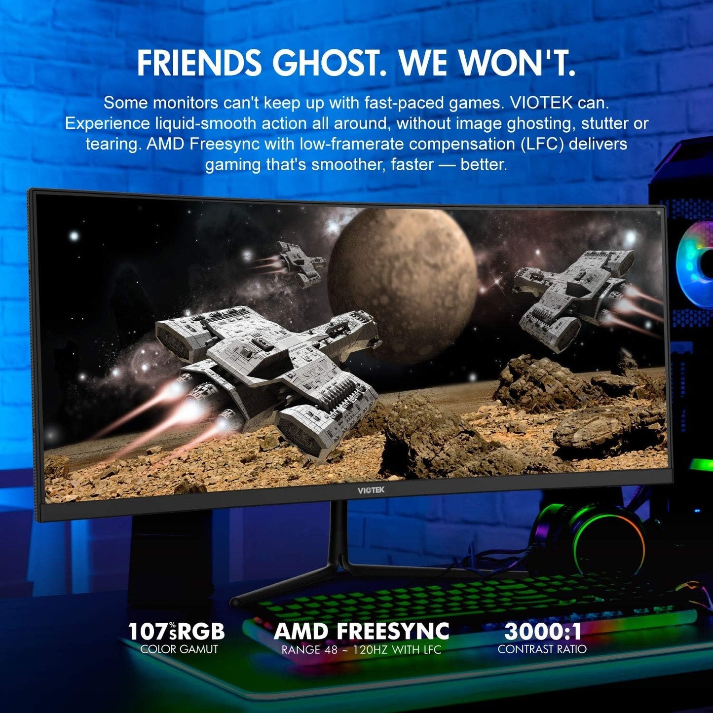 Viotek 29" LED Curved Monitor w/ Immersive 1200R VA Panel, FreeSync, G-SYNC-Compatible - GNV29CB