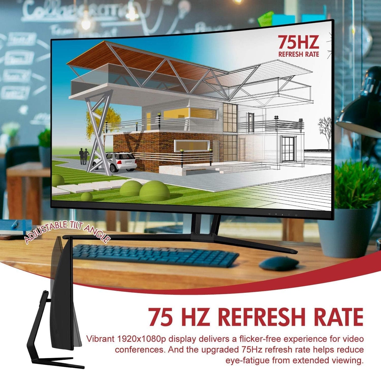 Viotek 32" LED Curved Monitor 1080p 75hz, 5ms VGA HDMI VESA - NB32CB