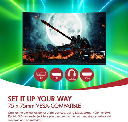 Viotek 32" LED Curved Monitor 2560x1440p 144HZ 4MS AMD FreeSync & FPS/RTS HDMI DVI DP 3.5mm - GN32DA