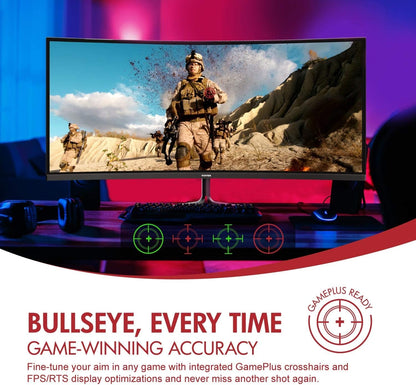 Viotek 34" LED Monitor GNV34DB 100Hz 1440p Gaming Monitor, Curved 1500R, 3 HDMI - GNV34DB