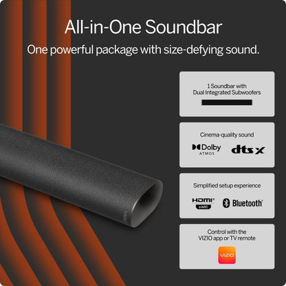 VIZIO All-in-One 2.1 ch Soundbar w/ Dolby Atmos in Black, HDMI eARC - SV210D-0806