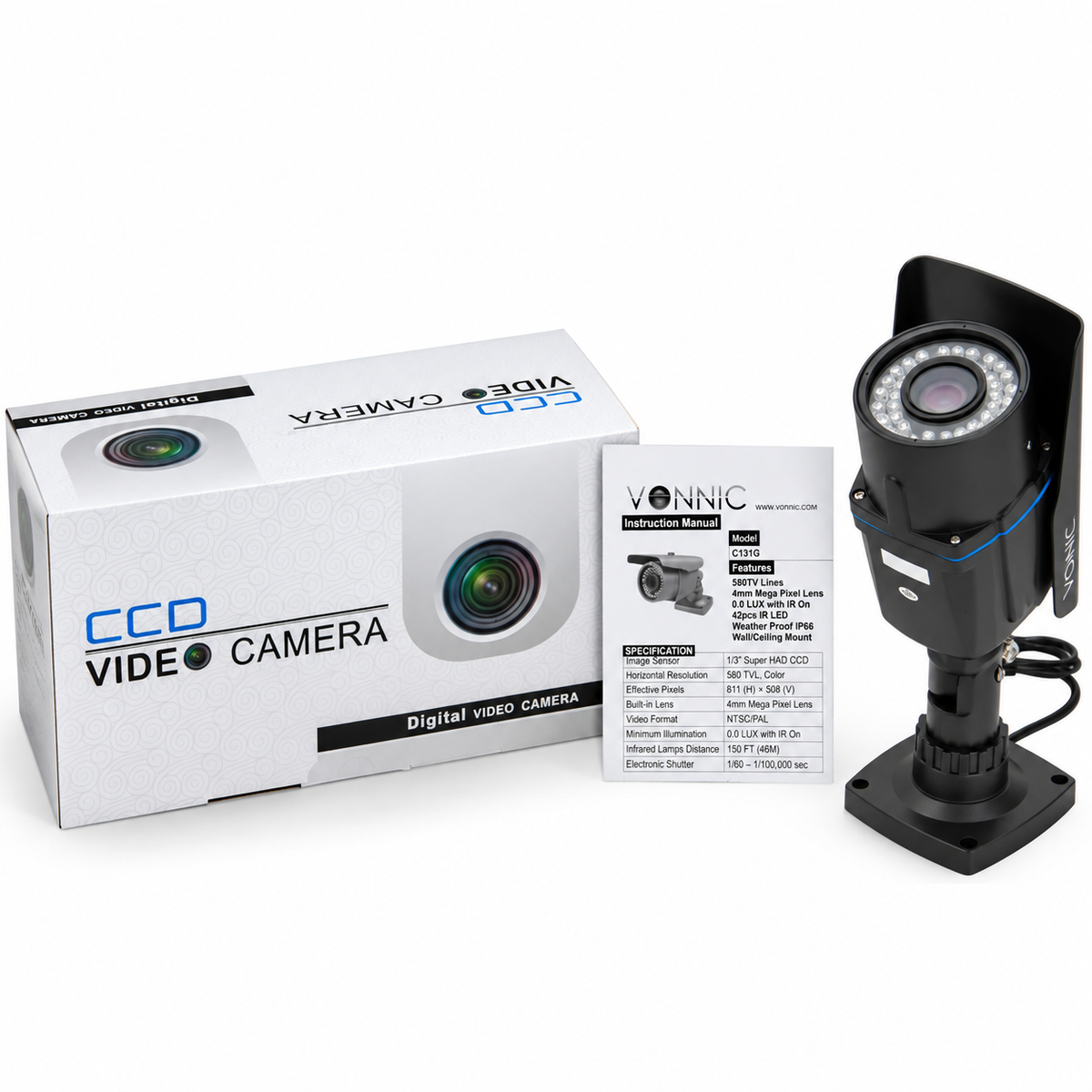 Vonnic C131G 580 TV Lines MAX Resolution Mega Pixel Infrared Bullet Camera