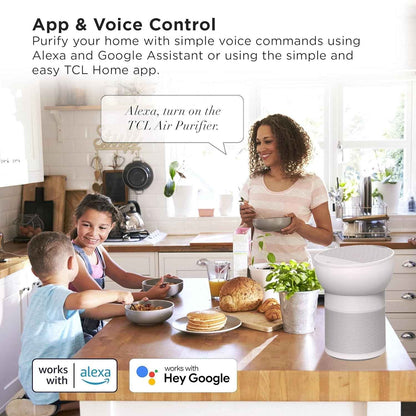 TCL Breeva A2 Wi-Fi Smart Air Purifier and Humidifier, Up to 882 Sq Ft, 4-Stage True HEPA (H13), Removes 99.97% of Dust/Bacteria/Odors & More, App & Voice Control, Auto Shield, Quiet, White
