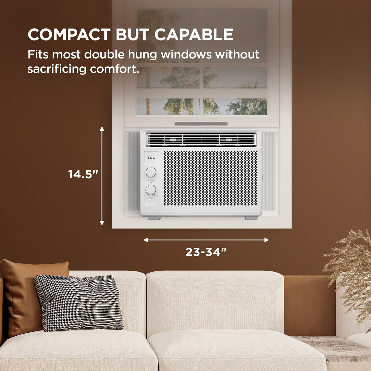 TCL 5,000 BTU Window Air Conditioner - 150 sq ft, 2-in-1 Cooling & Fan, 7 Temperature Settings W5WC72M