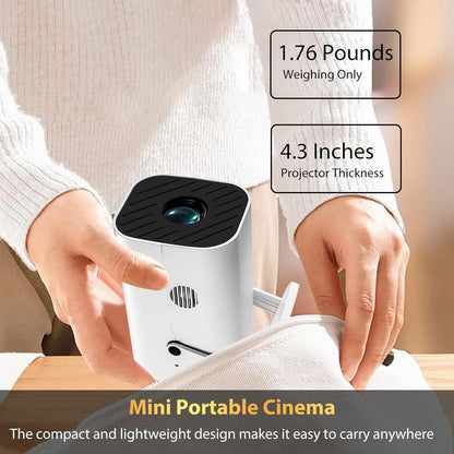 YGSKK Smart Mini Projector with Wi-Fi & Bluetooth – 1080P Portable Electric Focus Movie Projector for iPhone, Android, PS5 & Home Theater