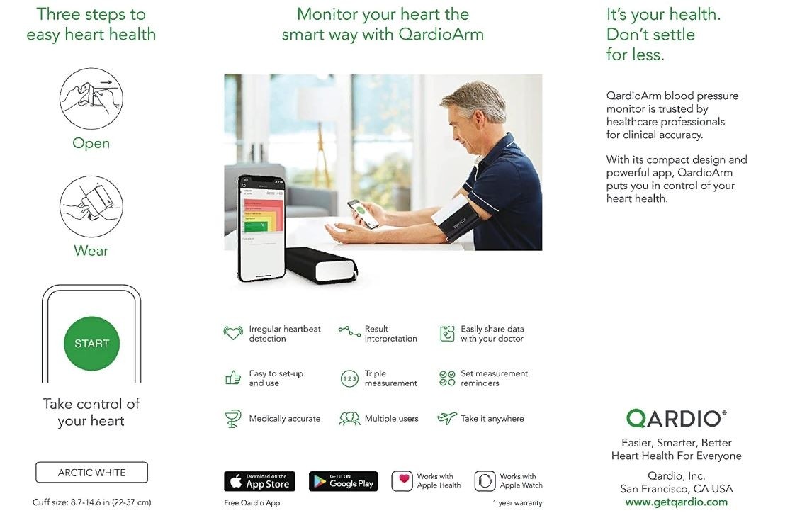 Qardio QardioArm Wireless Blood Pressure and Heart Health