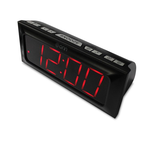 Black ONN AM/FM Digital Alarm Clock Radio Large LED Display BRAND NEW 