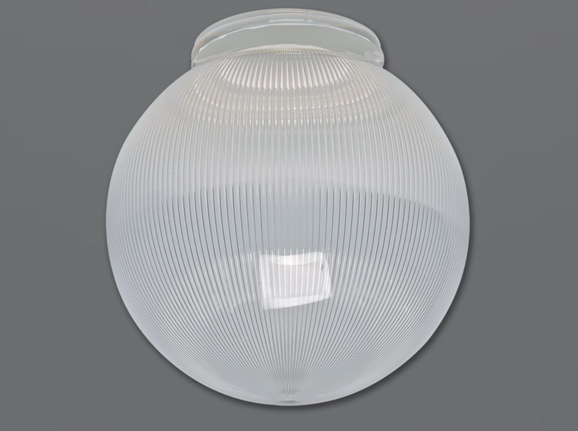 6" CLEAR RIBBED ACRYLIC GLOBE 3-1/4" FIT