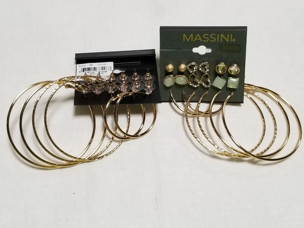 MASSINI EAR SET 9 STUDS HOOPS