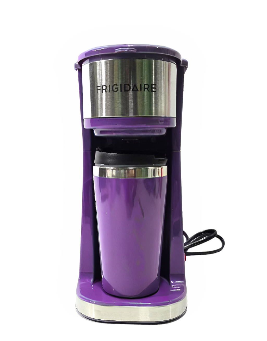 Frigidaire Stainless Steel Coffee Maker - Single Cup With Insulted Travel Mug ECMK095 with 420ml Capacity Purple