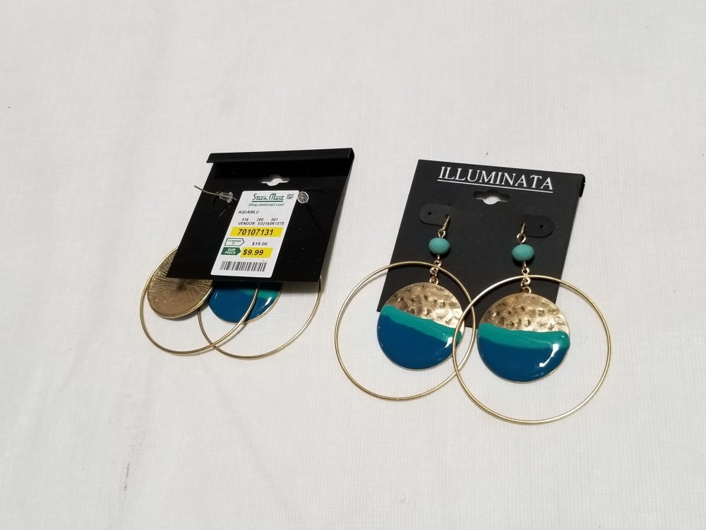 AQUA/BLUE HAMMERED DROP EARRINGS