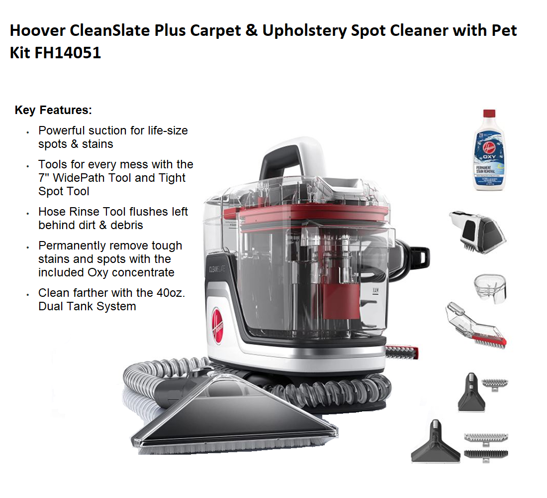 Hoover CleanSlate Portable Carpet and Upholstery Pet Spot Cleaner