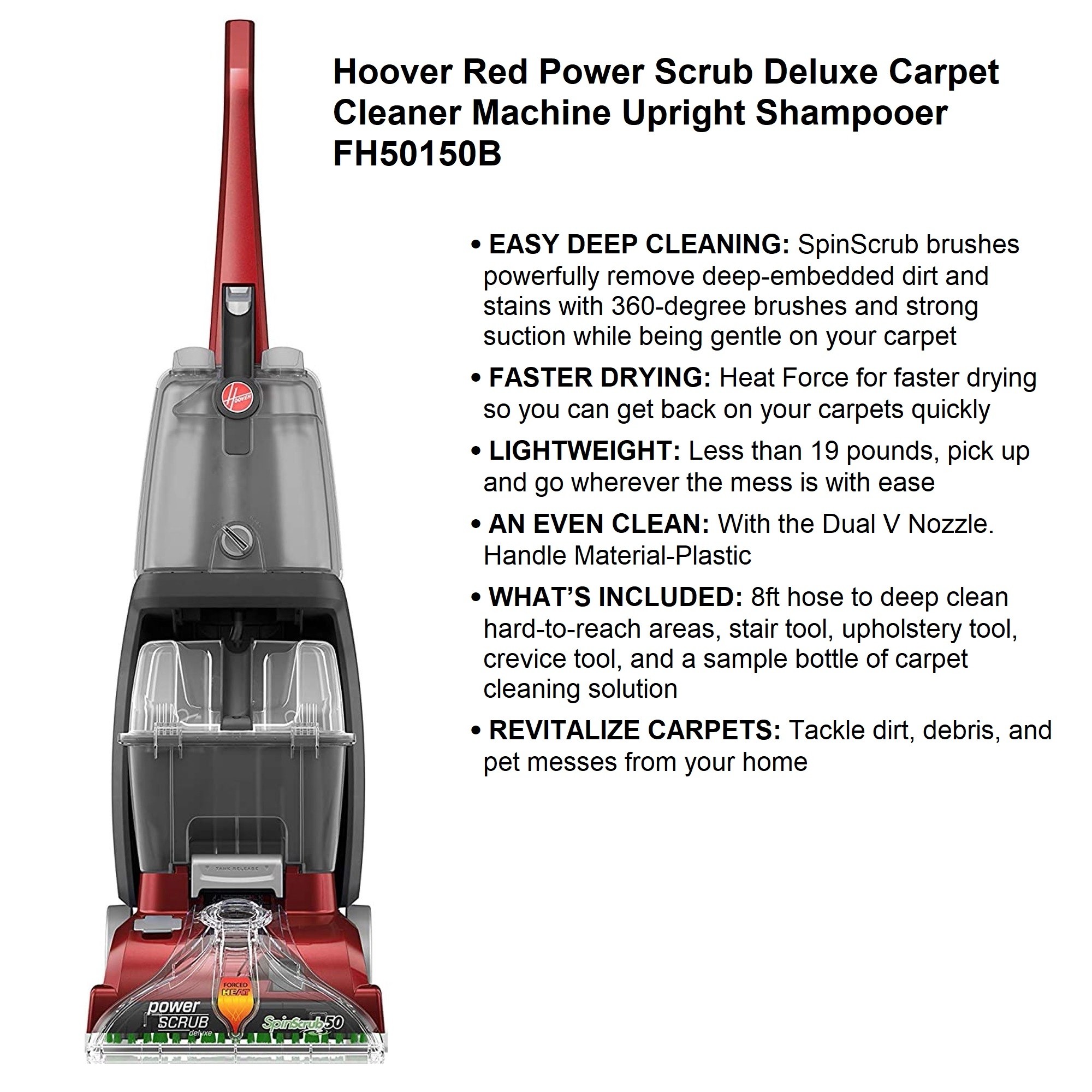 Hoover Power Scrub Deluxe Carpet Cleaner Machine Upright Shampooer