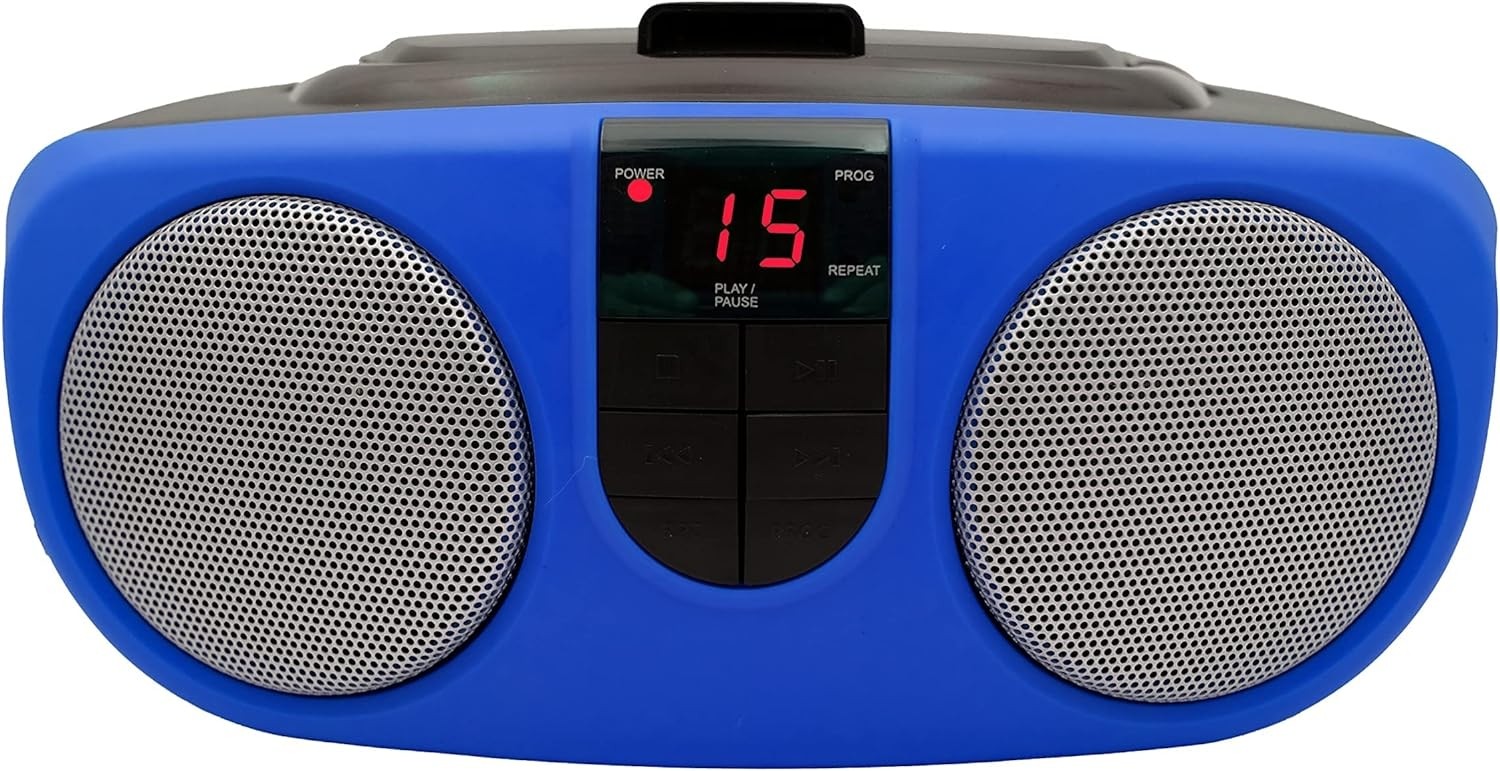 Proscan Portable CD Player with AM/FM Radio, Boombox Blue PRCD243M-Blue